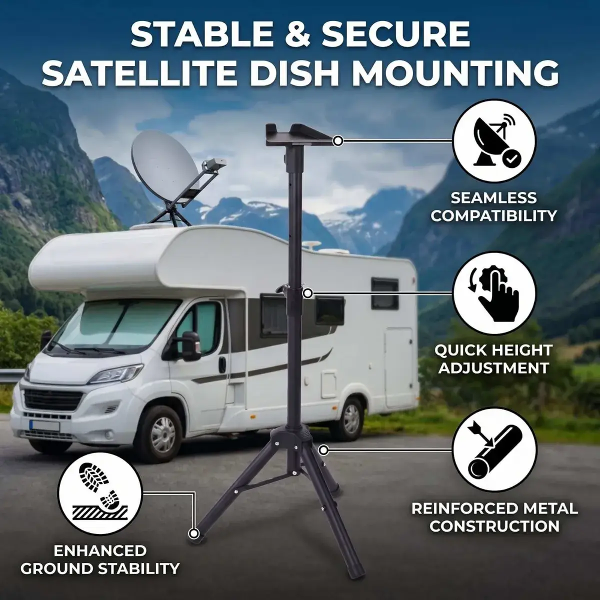 Starlink Gen3 Tripod Stand, Height Adjustable Windproof Mount with Quick Lock Knob and Non Slip Foot Pads, for Gen 3 Outdoor Camping RV Boat - Image 6